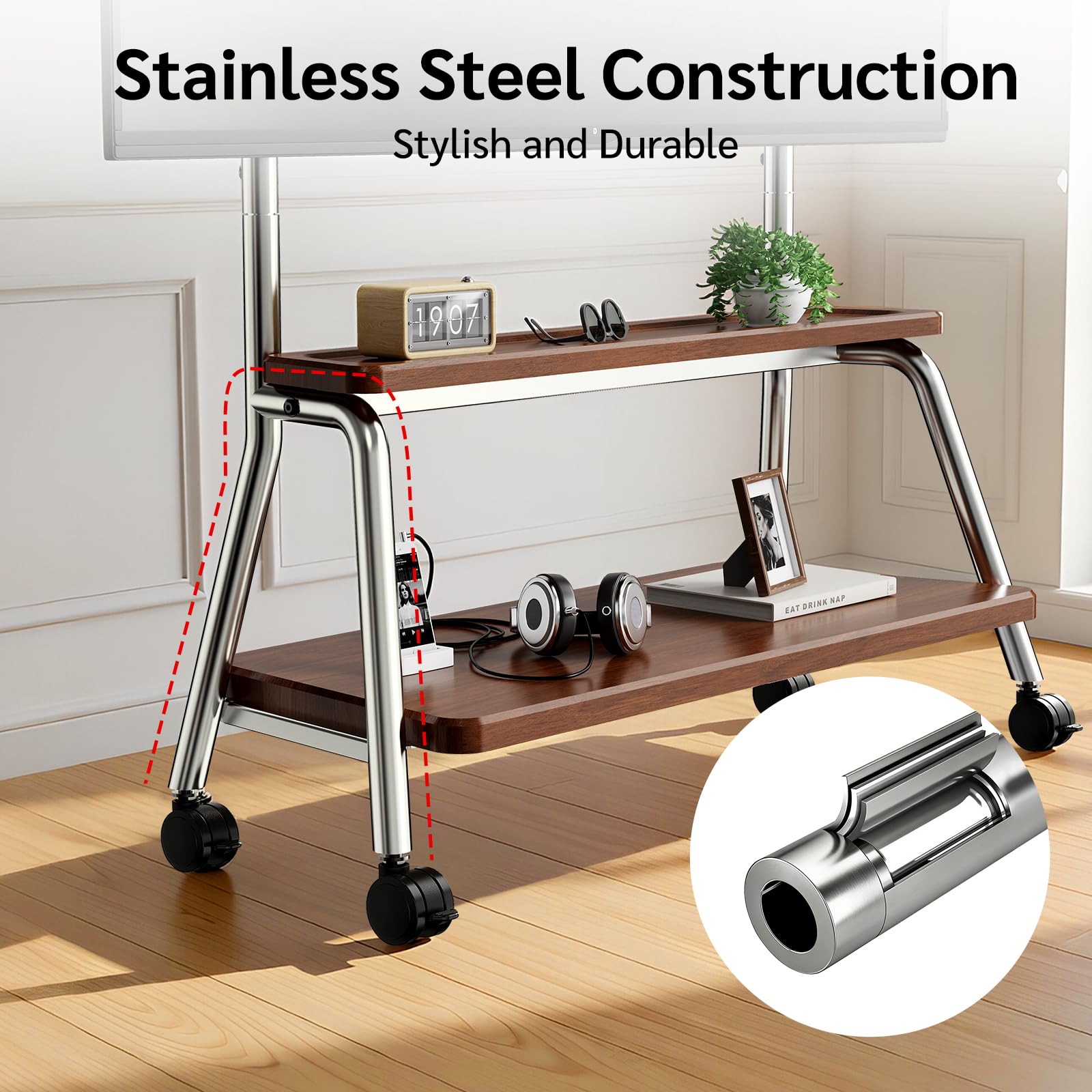BEISHI Mobile TV Stand on Wheels for 32-75 Inch TVs