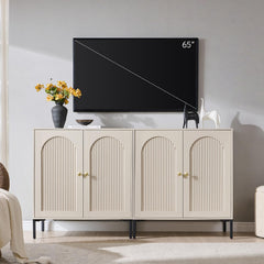 IFBUY 92.63" W Mid Century Modern TV Stands for Living Room, Brown