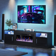 VITESSE 70”Fireplace TV Stand,Modern Entertainment Center Heating Fireplace