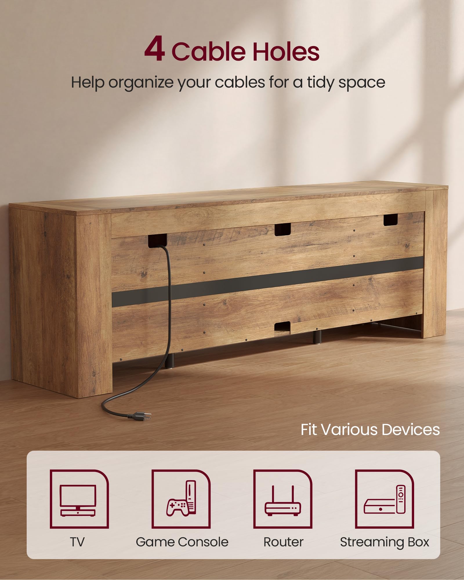 VASAGLE TV Stand, Farmhouse Entertainment Center with Storage Cabinets