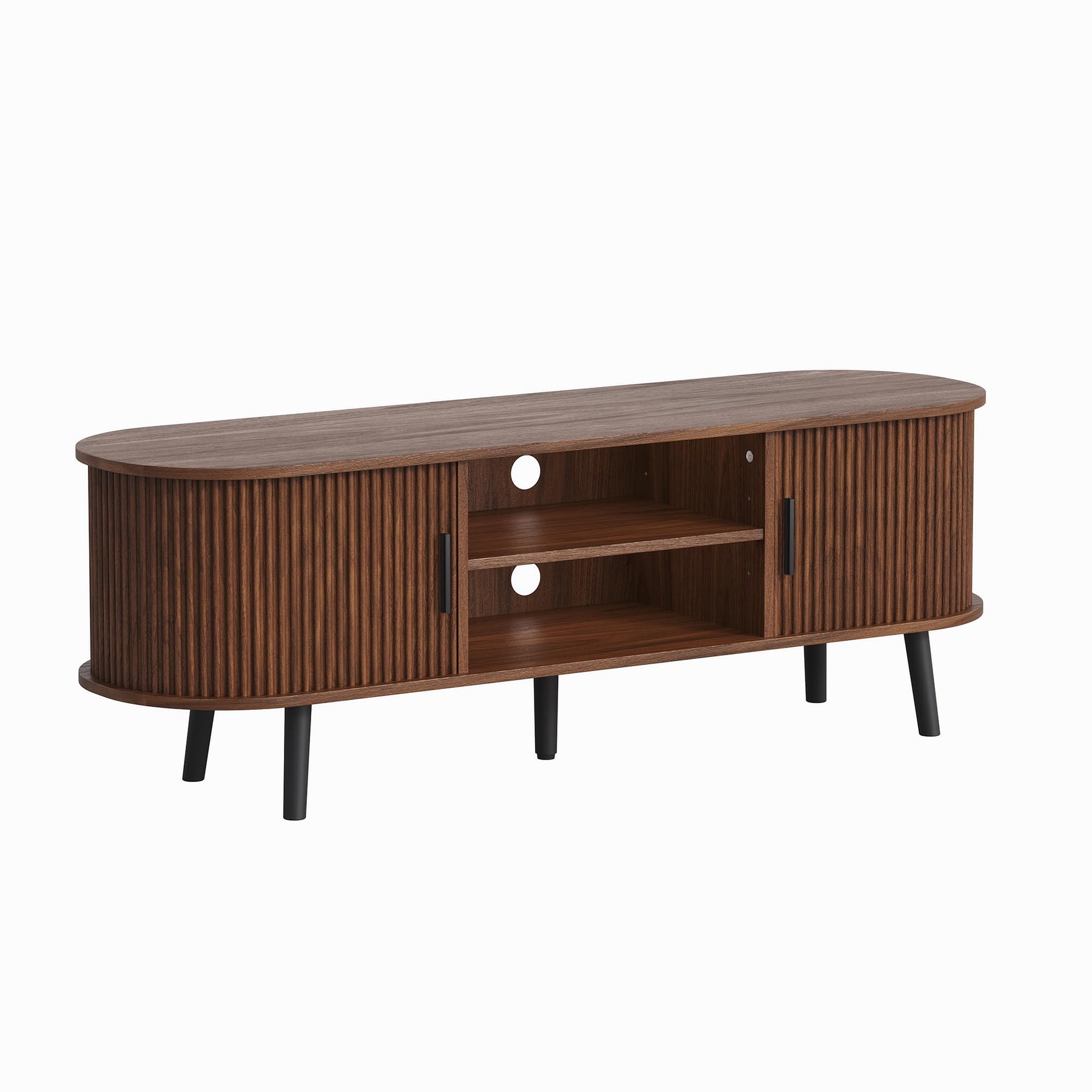 ChooChoo 54" Mid Century Modern TV Stand with Fluted Sliding Doors