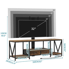 NinPeen 63" W TV Stand with Mount,LED & Charging Station for 55,65,75" TV