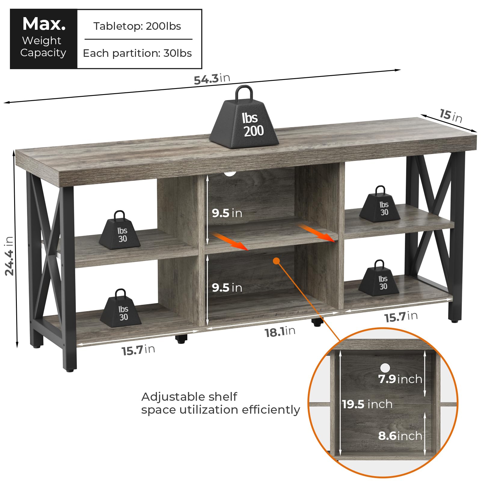 GreenForest TV Stand for 65 in TV, 55" Entertainment Center for Living Room