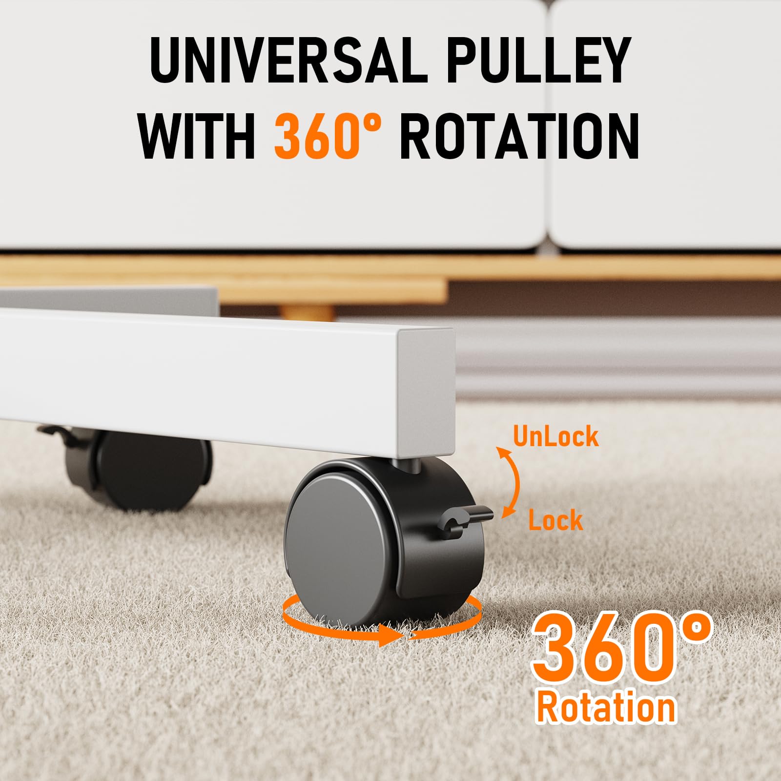 Motorized Rolling TV Stand on Wheels for 32-75 Inch TVs/Screens