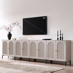 IFBUY 92.63" W Mid Century Modern TV Stands for Living Room, Brown