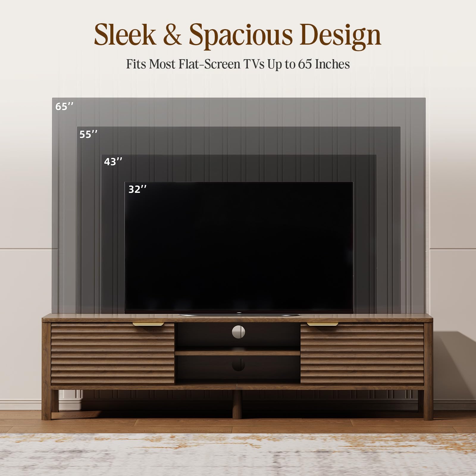 TV Stand for Living Room up to 65 Inch TVs Entertainment Center Oak 59"