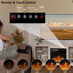 PRETZI Fireplace TV Stand with 36" Fireplace Up to 80" TVs for Living Room