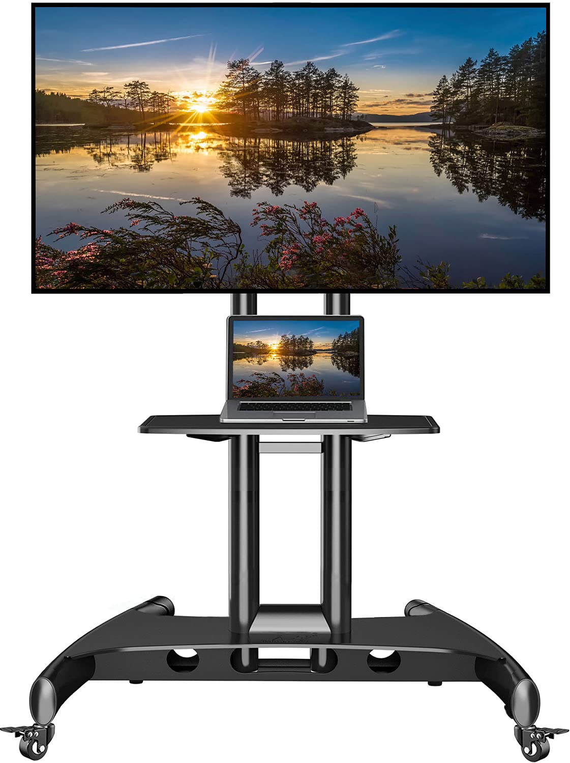 NB Mobile TV Cart, UL Listed, Rolling TV Stand with Wheels for 32 to 75 Inch LCD LED OLED Plasma Flat Panel Screens up to 100lbs (Black)