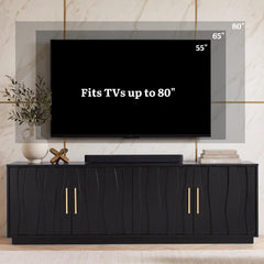 YITAHOME 70" Mid Century Modern TV Stand for 80 Inch TV, Storage, Walnut