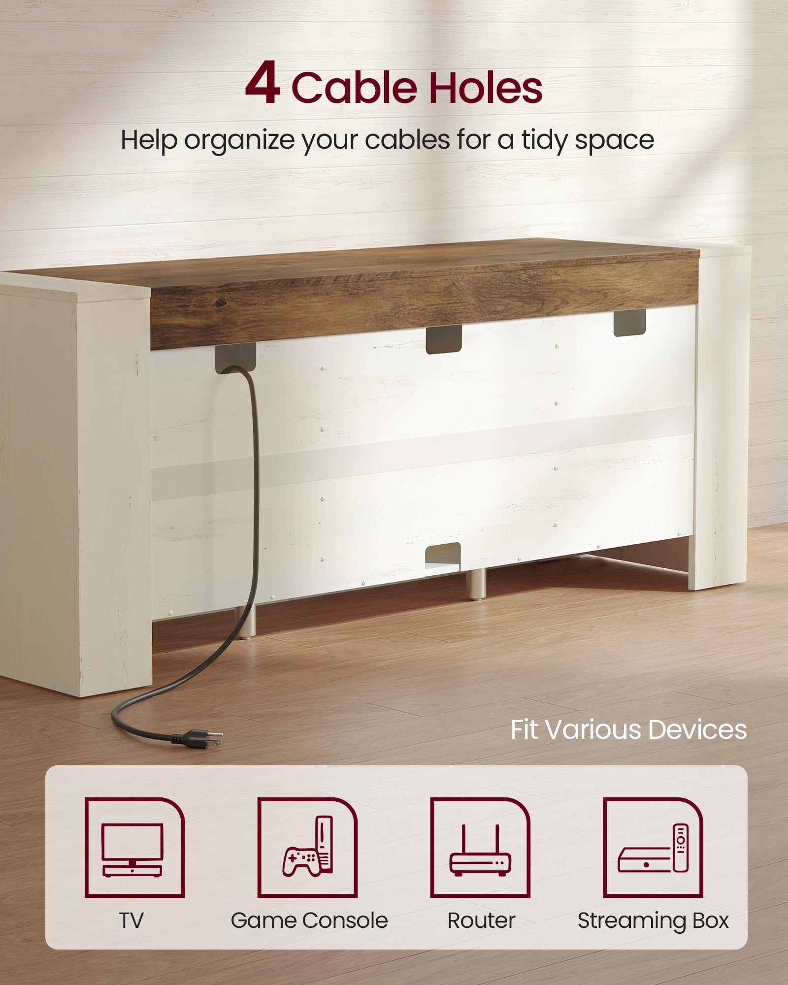 VASAGLE TV Stand, Farmhouse Entertainment Center with Storage Cabinets