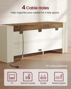VASAGLE TV Stand, Farmhouse Entertainment Center with Storage Cabinets