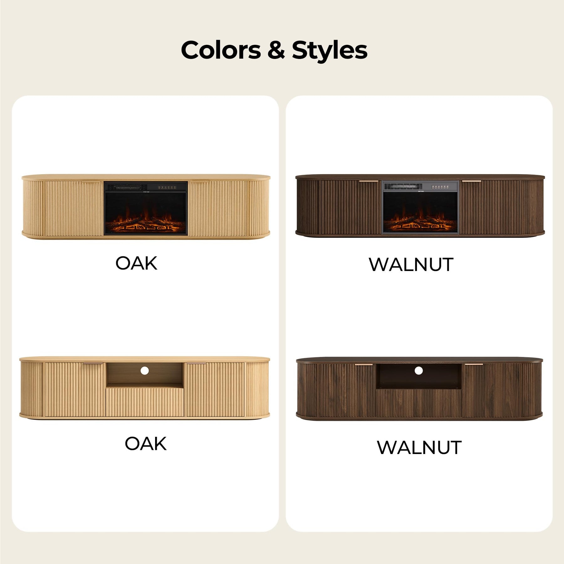 CHITA 70" Fluted TV Stands TV Console with Drawers for TVs Up to 80",Walnut