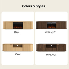 CHITA 70" Fluted TV Stands TV Console with Drawers for TVs Up to 80",Walnut