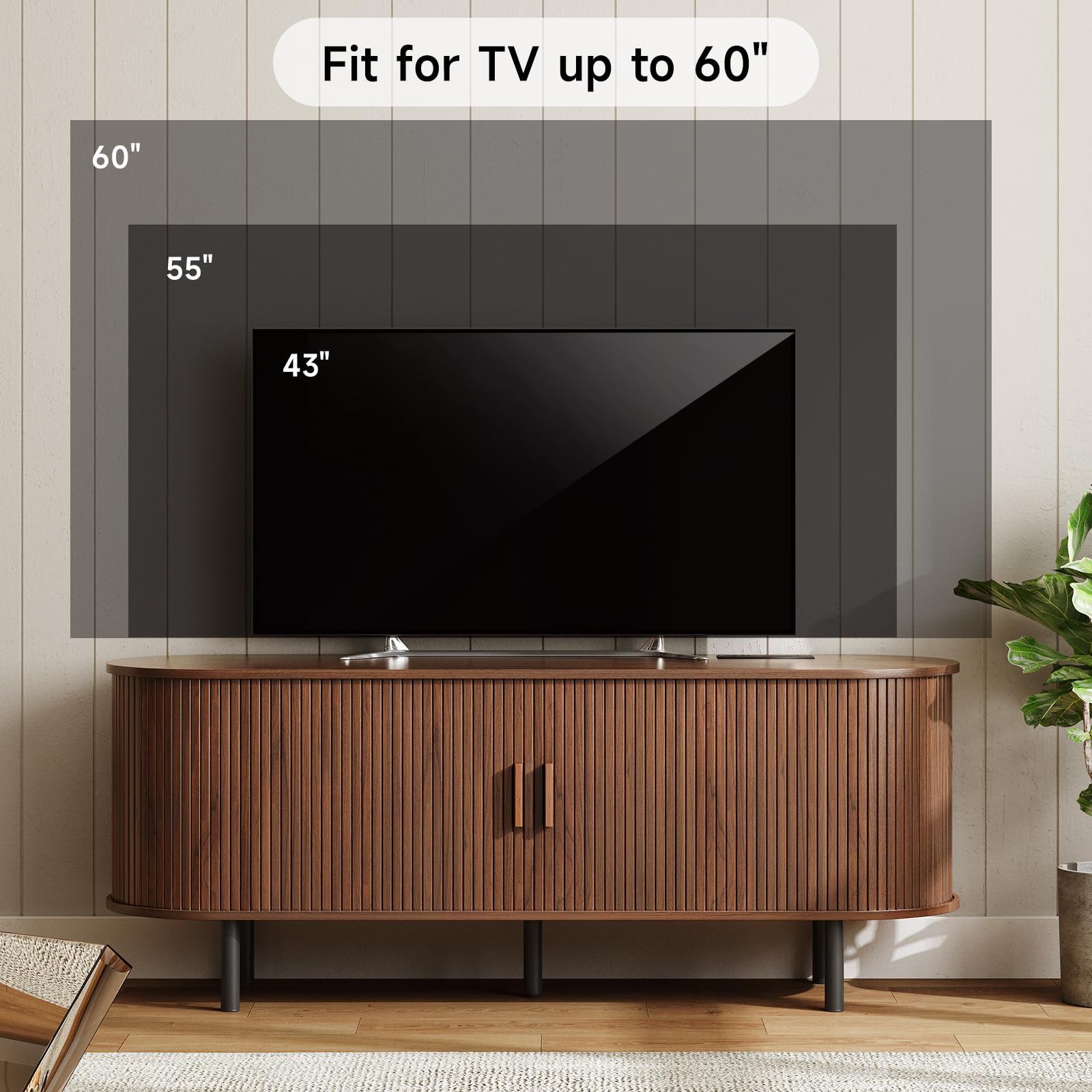 ONBRILL 70.8" TV Stand with Power Outlet for TVs up to 75 Inch, Entertainment Center with Storage and Adjustable Shelves, Modern Media Console with Sliding Doors for Living Room, Walnut
