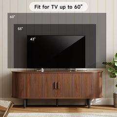 ONBRILL 70.8" TV Stand with Power Outlet for TVs up to 75 Inch, Entertainment Center with Storage and Adjustable Shelves, Modern Media Console with Sliding Doors for Living Room, Walnut