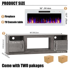 VITESSE 70”Fireplace TV Stand,Modern Entertainment Center Heating Fireplace