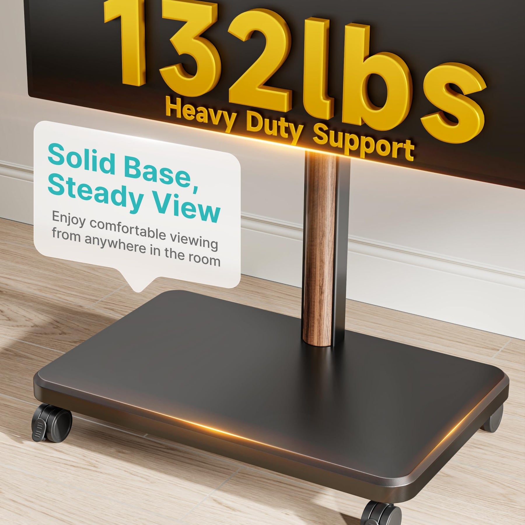 Pegzone TV Rolling Cart for 32-85 Inch LCD LED OLED Screen up to 132 Lbs
