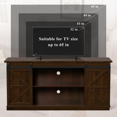 YESHOMY 58" Farmhouse TV Stand for TVs up to 65", Sliding Barn Doors, White