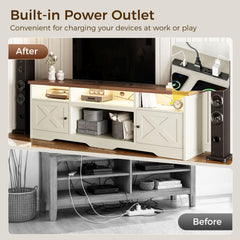 Casaottima TV Stand for 65 Inch TV, Entertainment Center, White