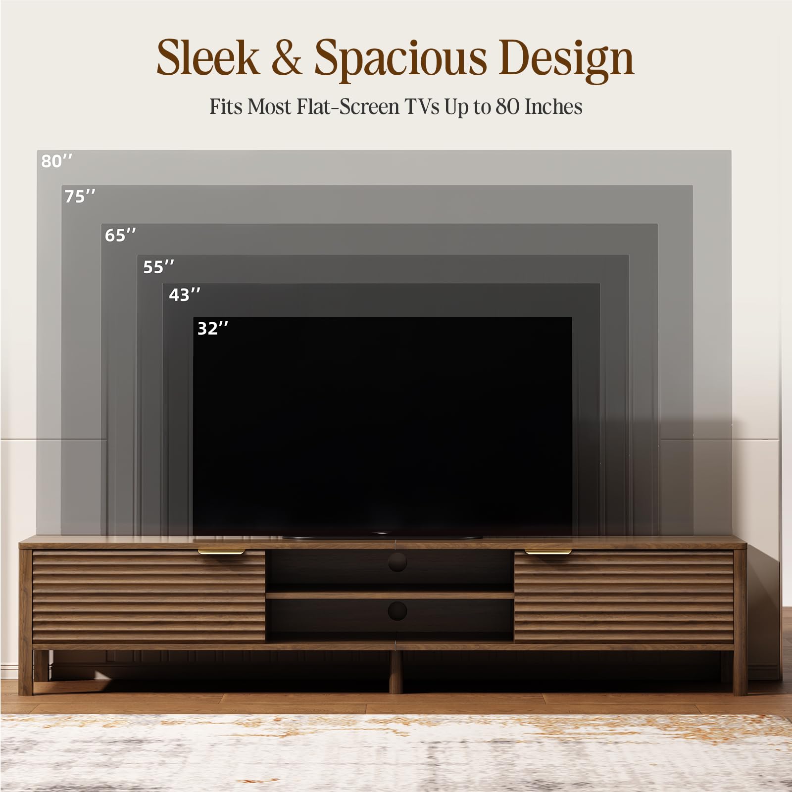 TV Stand for Living Room up to 65 Inch TVs Entertainment Center Oak 59"