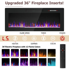 PRETZI Fireplace TV Stand with 36" Fireplace Up to 80" TVs for Living Room