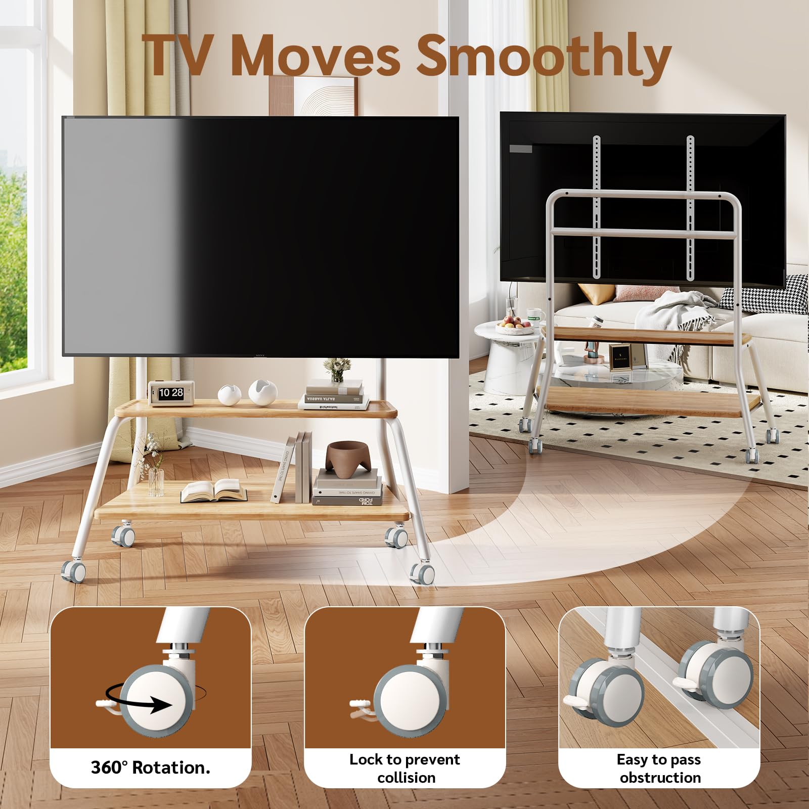BEISHI Mobile TV Stand on Wheels for 32-75 Inch TVs