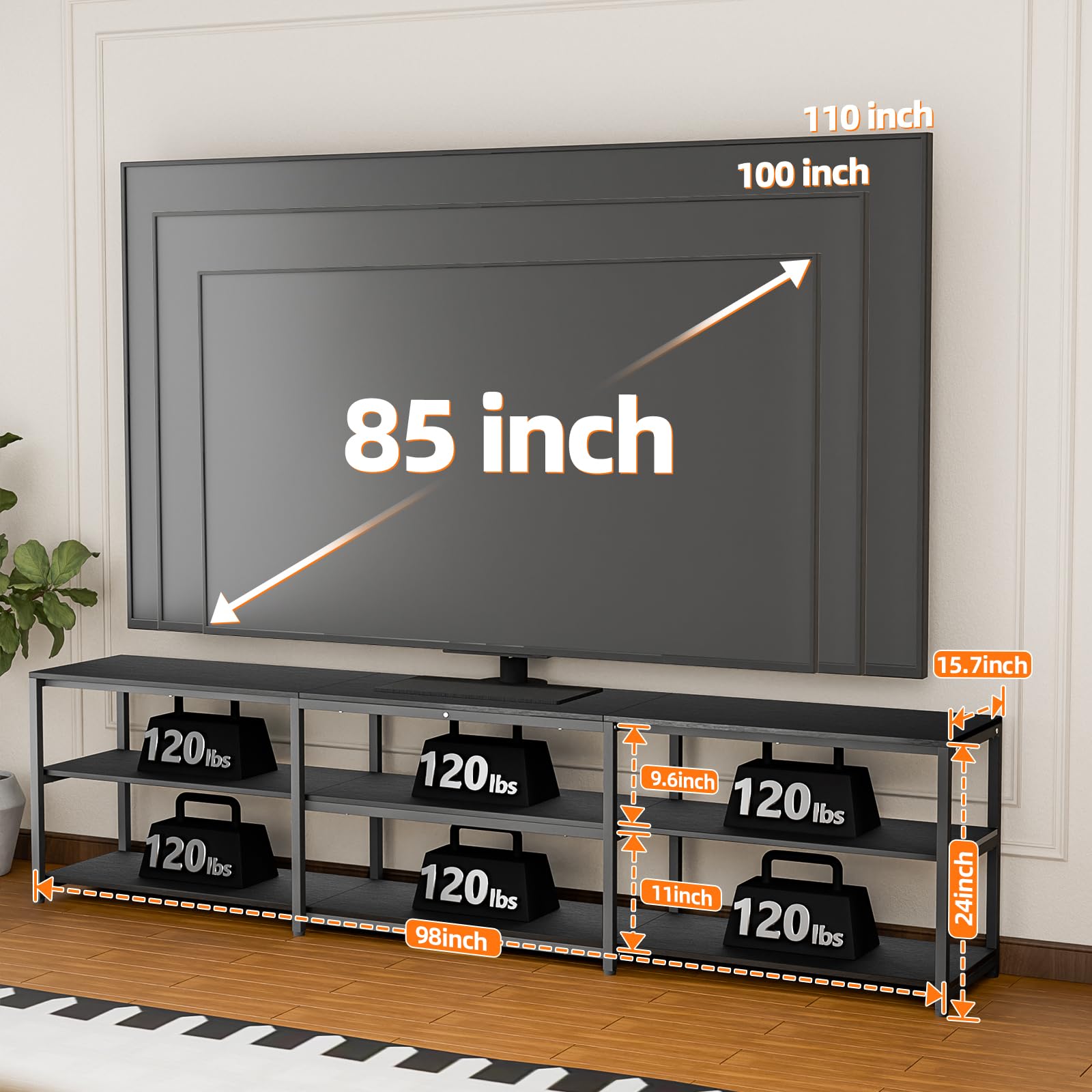 Aquzee 100 Inch TV Stand, Extra Large 98" Wide Entertainment Center