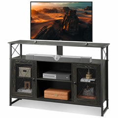 WLIVE TV Stand 55 inch TV, Tall Entertainment Center with Storage, Farmhouse Industrial TV Console for Bedroom Living Room, Rustic Brown