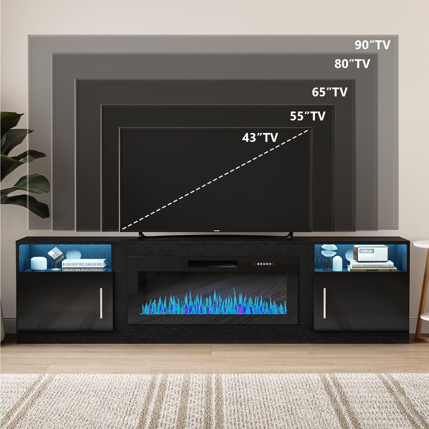 VITESSE 70”Fireplace TV Stand,Modern Entertainment Center Heating Fireplace