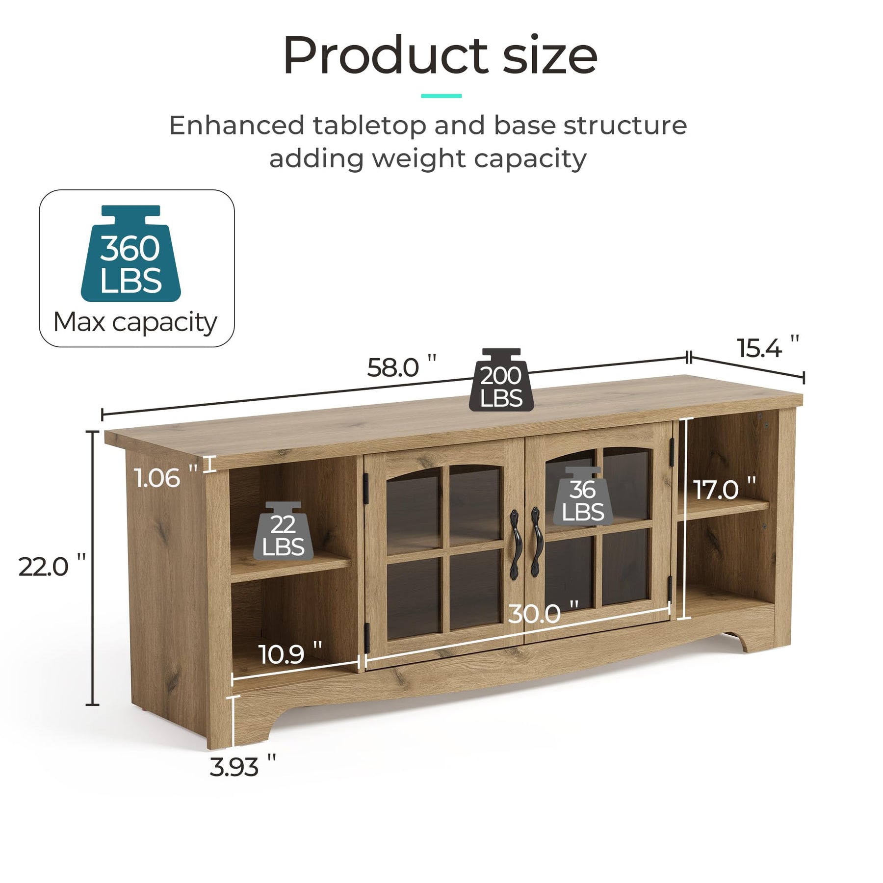LINSY HOME Farmhouse TV Stand for 65 Inch TV, Wood Entertainment Center with Glass Door Storage Cabinet & Adjustable Shelves, Large Sturdy TV Console Table for Living Room Bedroom