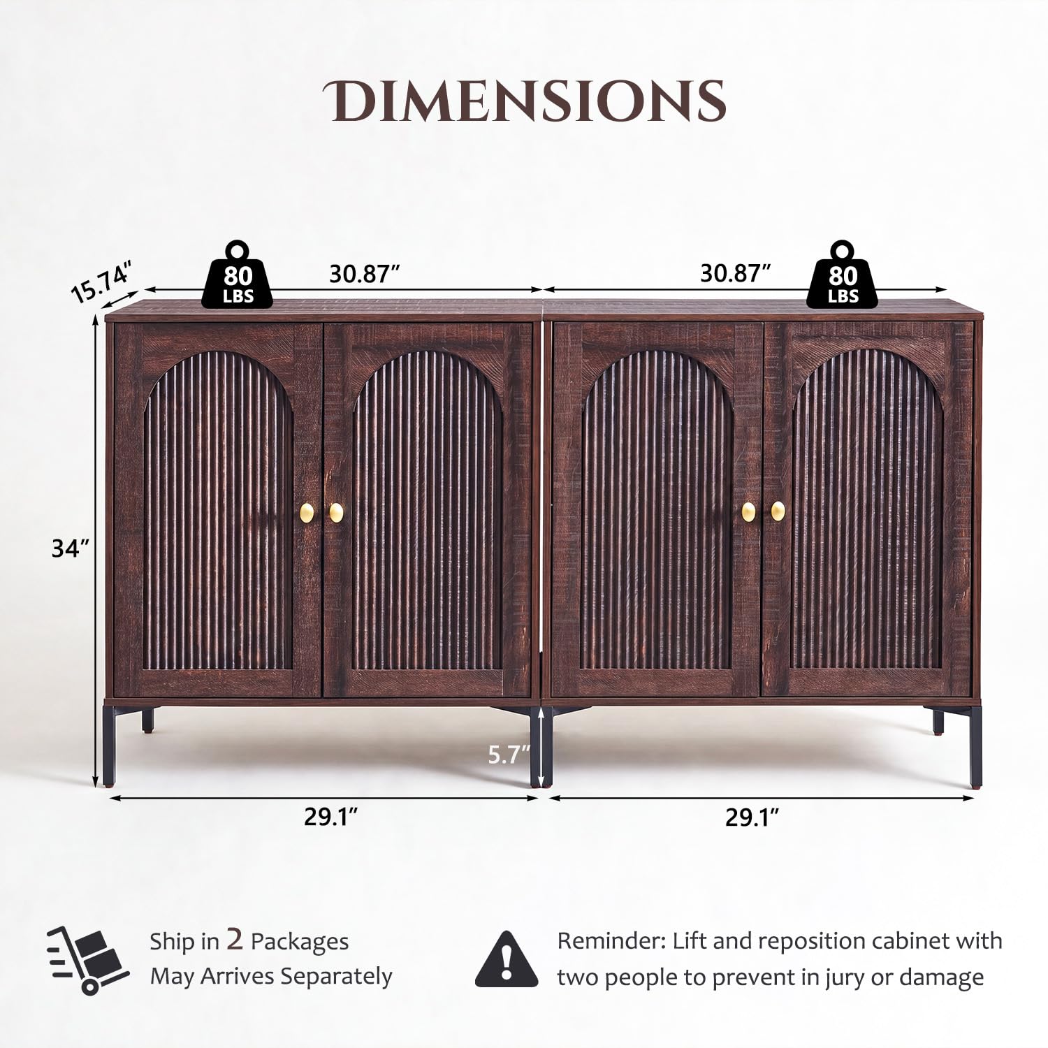 IFBUY 92.63" W Mid Century Modern TV Stands for Living Room, Brown