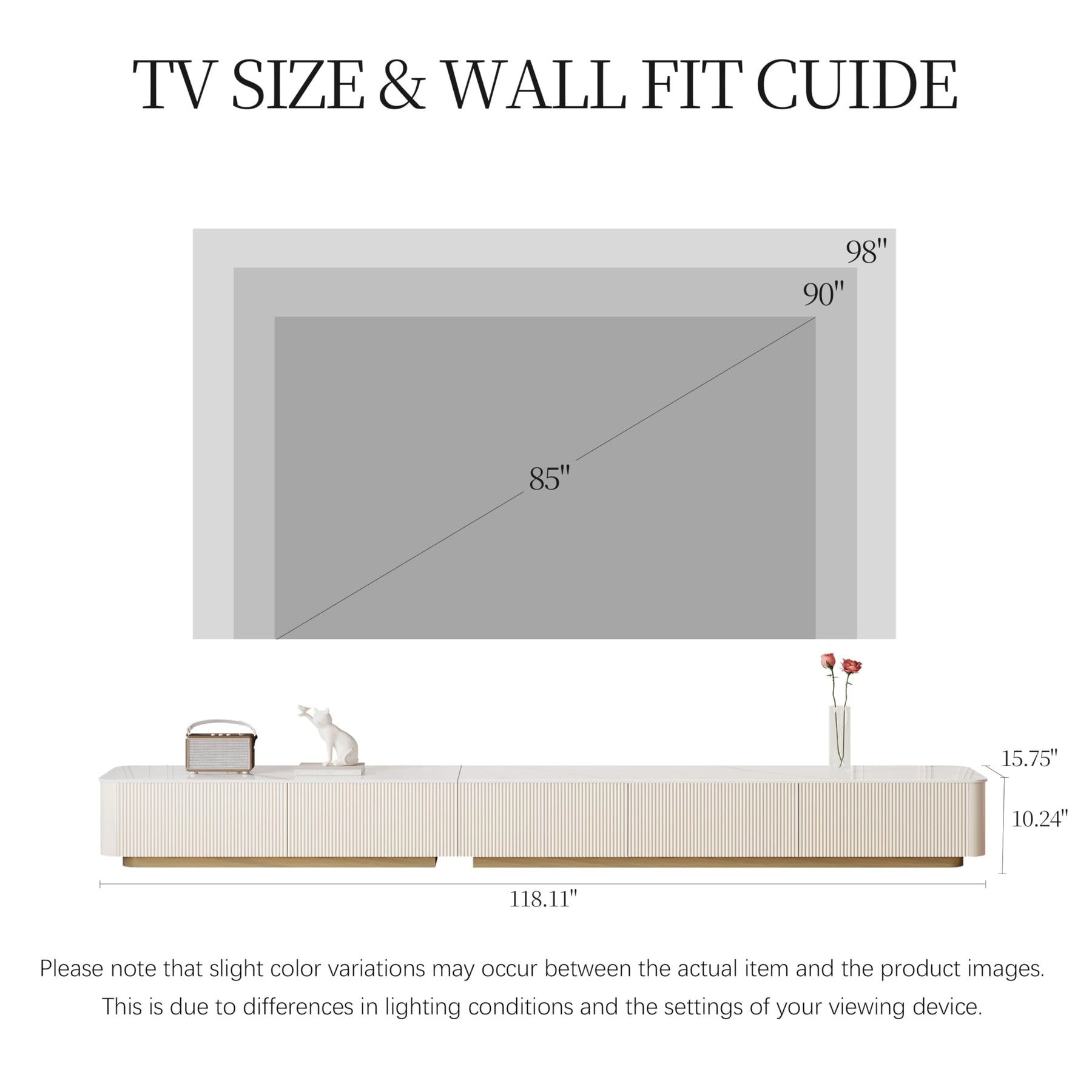 94.5" Fully Assembled TV Console, White TV Stand with Sintered Stone Top
