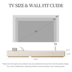 94.5" Fully Assembled TV Console, White TV Stand with Sintered Stone Top
