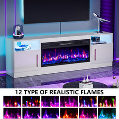 PRETZI Fireplace TV Stand with 36" Fireplace Up to 80" TVs for Living Room