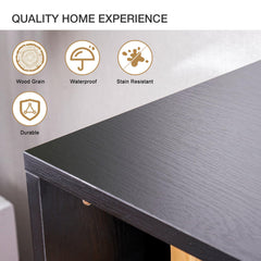 oneinmil Fireplace TV Stand with 36" Electric Fireplace, LED Light Entertainment Center, Modern Wood Texture Entertainment Stand with Highlight Storage Cabinet for TVs Up to 80", 70 inches, Black