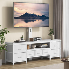 DrawXynth TV Stand with Mount for 45/55/65/75 inch TVs, 51.2" Dresser TV Stand Entertainment Center with 7 Fabric Drawers, Open Storage Shelves, Media Console for Living Room