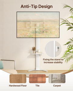 ECOTINY Tall Floor TV Stand for 37-86" TVs, Ultra Slim, Black