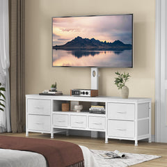 DrawXynth TV Stand with Mount for 45/55/65/75 inch TVs, 51.2" Dresser TV Stand Entertainment Center with 7 Fabric Drawers, Open Storage Shelves, Media Console for Living Room