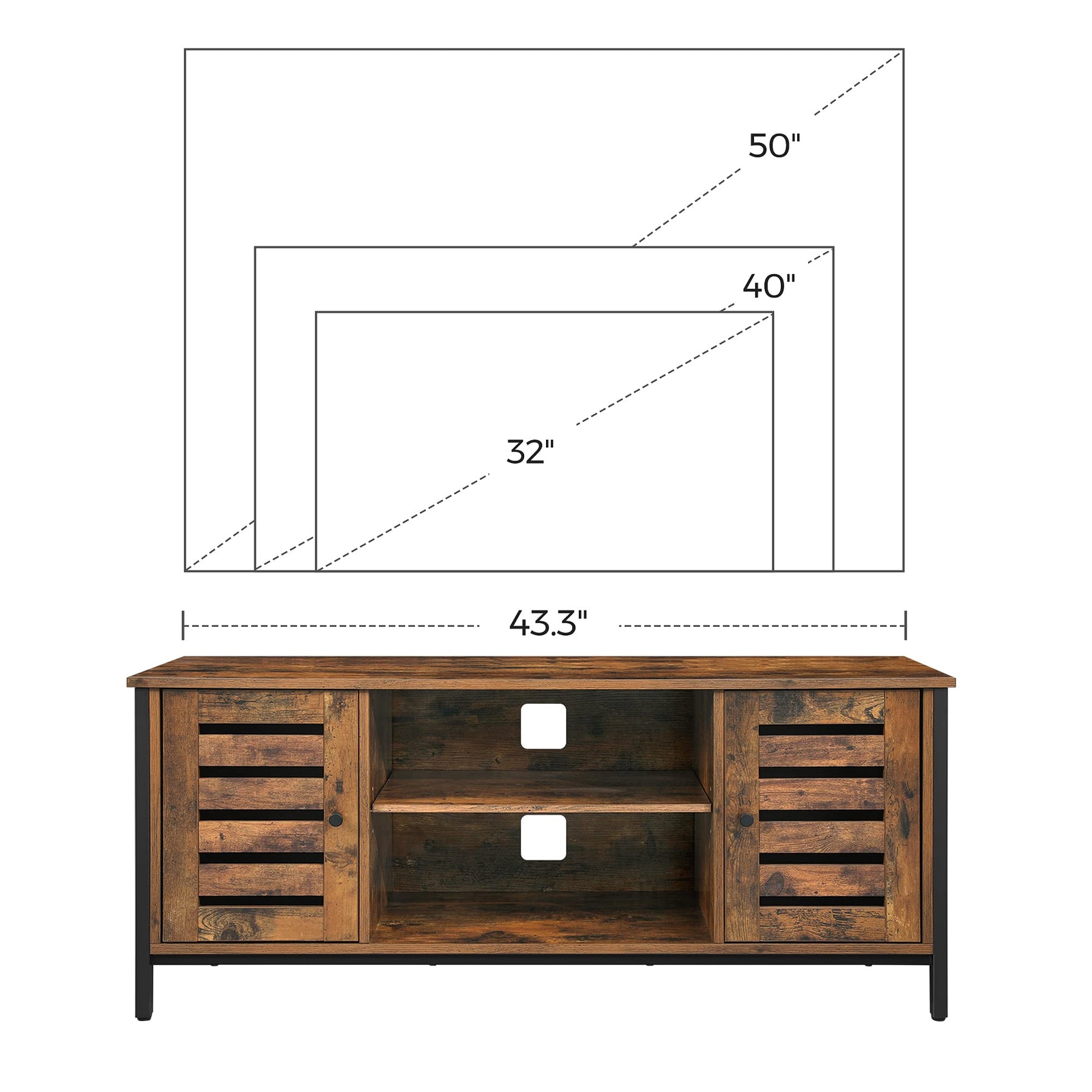 VASAGLE TV Stand, Farmhouse Entertainment Center with Storage Cabinets