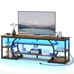 YITAHOME TV Stand for 65/70 Inch TV, LED TV Stands for Living Room w/Power Outlets, Entertainment Center with Storage, Wood Television Stand, TV Console Table, Rustic Brown