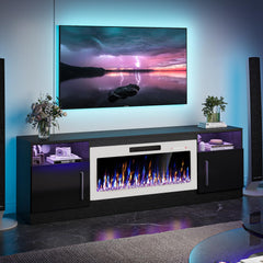 VITESSE 70”Fireplace TV Stand,Modern Entertainment Center Heating Fireplace