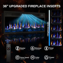 VITESSE 70”Fireplace TV Stand,Modern Entertainment Center Heating Fireplace