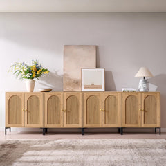 IFBUY 92.63" W Mid Century Modern TV Stands for Living Room, Brown