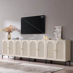 IFBUY 92.63" W Mid Century Modern TV Stands for Living Room, Brown