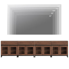 WAMPAT Modern TV Stand with Glass Doors for 80-120 inch TVs, 4 in 1 Entertainment Center Console with 4 Drawers and Metal Base for Living Room, Bedroom, Brown