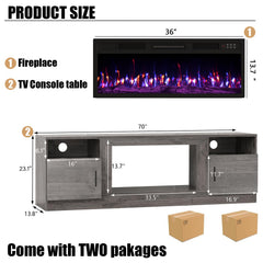 VITESSE 70”Fireplace TV Stand,Modern Entertainment Center Heating Fireplace