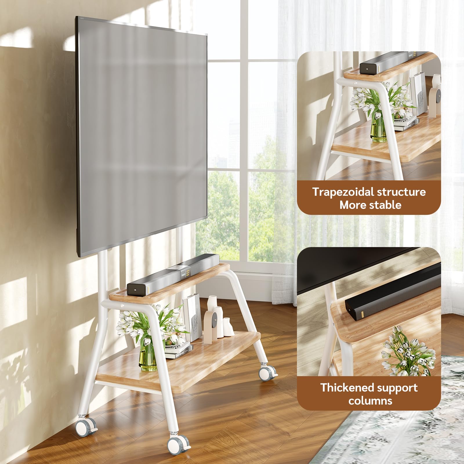 BEISHI Mobile TV Stand on Wheels for 32-75 Inch TVs