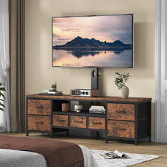 DrawXynth TV Stand with Mount for 45/55/65/75 inch TVs, 51.2" Dresser TV Stand Entertainment Center with 7 Fabric Drawers, Open Storage Shelves, Media Console for Living Room