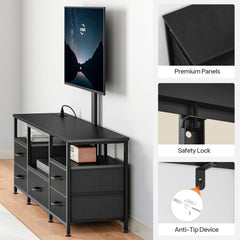 HOOBRO TV Stand with Mount Up to 65 inch TV, with Drawers and Power Outlet