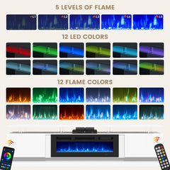 Nordivale 70" Fireplace TV Stand, Modern Entertainment Center for TVs Up to 80”, TV Console with Storage Cabinets, Media Console for Living Room, Black TV Stand and Black Fireplace